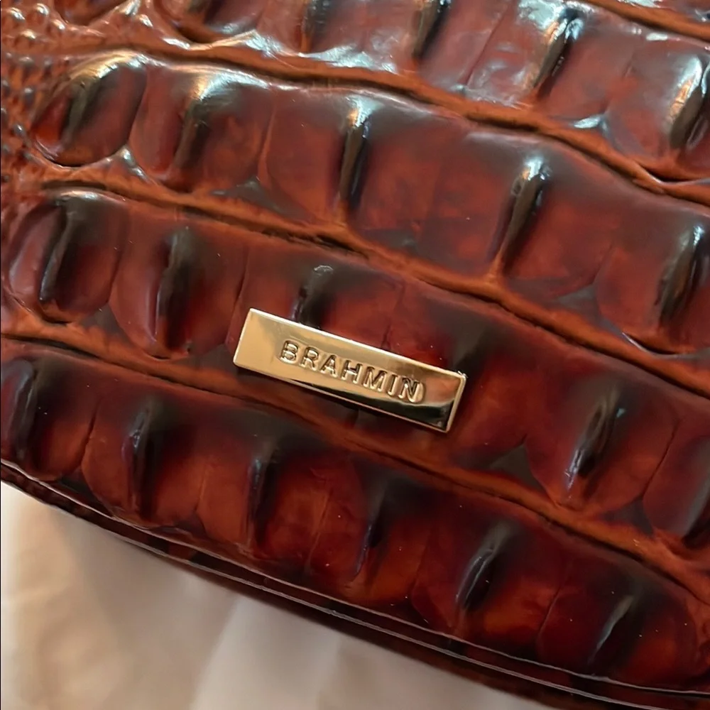 Brahmin Rich Brown Embossed Crossbody Bag - Picture 2 of 9